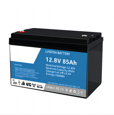 เป็นมิตรกับสิ่งแวดล้อมประสิทธิภาพสูง 12.8V 85AH SLA เปลี่ยน LifeP04 แบตเตอรี่ลิเธียมที่สร้างขึ้นใน BMS สำหรับไฟพลังงานแสงอาทิตย์
